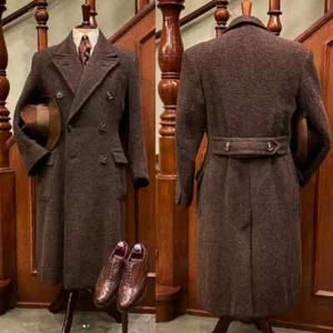 Cappotto lungo uomo cashmere svedese doppiopetto anni 50 business outdoor wear - Foto 1 di 6