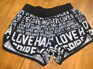 justice sz 10 Pink Black Love Dream Inspire Running Swim Cover Up shorts Guc - Picture 1 of 5