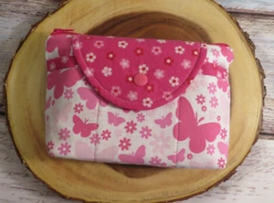 Travel Jewelry Pouch case, divided container for small jewelry, Butterflies - Picture 1 of 3