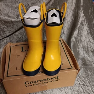 kids L.L.Bean Puddle Stompers Rain Boots Yellow Size 7 toddlers wellingtons - Picture 1 of 8