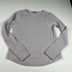 Calypso St Barth Cashmere Sweater Gray Waffle Knit Long Sleeve Shimmer SMALL - Picture 1 of 11