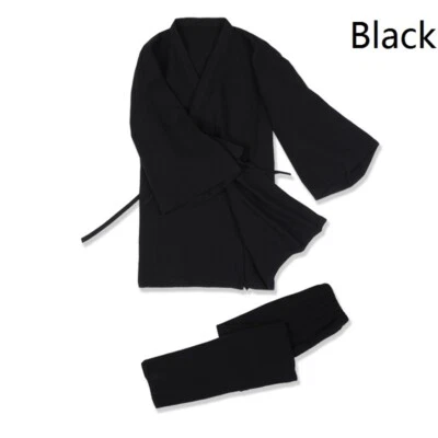 Conjunto de pijama japonés de algodón crepé Yukata para hombre Kimono Top Pantalones Prendas para dormir Salón Foto 1 de 4