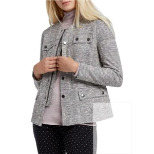 NIC+ZOE The Ritz Metallic Tweed Jacket $188 Beige and Silver Blazer sz M - Picture 1 of 10