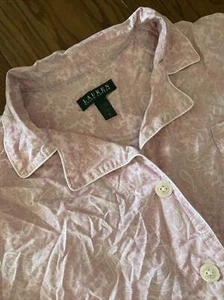 2 pz pigiama top Ralph Lauren rosa abbottonato floreale set abito donna taglia XL - Foto 1 di 9