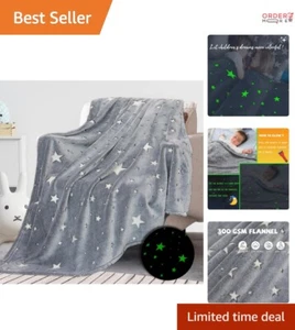 Glow in The Dark Blanket Flannel 50"x60" Soft Cozy Throw for Kids All Seasons - Picture 1 of 8
