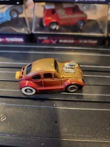 VINTAGE TYCO 8518 FUNNY VW VOLKSWAGEN HURST DRAG BUG HO SLOT CAR GOLD ORANGE RED - Picture 1 of 3