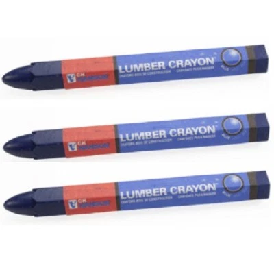 3 C.H. Hanson No Melt BLUE LUMBER CRAYON 4.5" Marking Tool Weather Resistant - Image 1 of 2