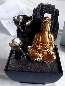 Indoor Water Fountain Mini Majestic Gautam Buddha Home Decor Polyresin 18cm - Picture 1 of 7