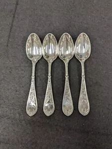 Set Of 4 Gorham Raphael Silver 5 7/8" Teaspoons 'A' Monogram - Picture 1 of 5