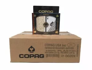 Copag 1546 Black & Gold Playing Cards -12 Sets - Reg. Index - Bridge - Picture 1 of 1