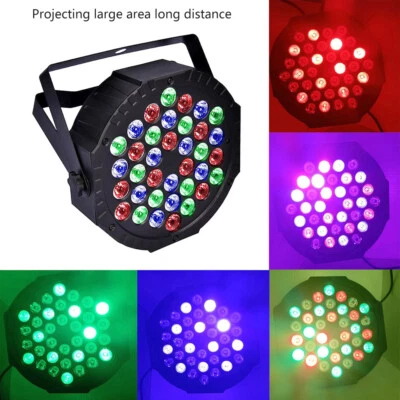 36 LED Stage Lights RGB DJ LED Par Light Remote DMX Controlled Sound Activated - Image 1 of 4