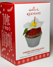 Hallmark Keepsake Candied Christmas Rose Cupcake QX9422 Tree Ornament