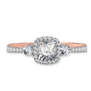 1.50 Ct Cushion Cut Lab Created Diamond Engagement Ring 14k Solid Rose Gold - Picture 1 of 8
