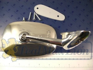 Rétroviseur ext. inox glace bombée joint gris Peugeot 104 204 304 404 504 604 - Picture 1 of 8