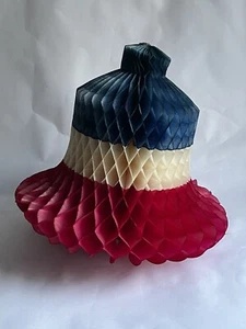 Vtg “AMSCAN" BELLS Paper Honeycomb Handmade Denmark 1950s Red White Blue 24”x18” - Picture 1 of 3