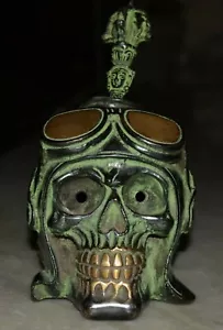 Brass Skull Statue With Durji Skullcap Head Sculpture Bar Club Table Decor EK273 - Picture 1 of 12