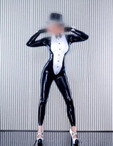 Latex Rubber Playsuit Cosplay Catsuit Anzug Schwarz Bodysuit Zentai 0.4mm S-XXL - Picture 1 of 3