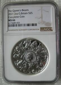 Great Britain UK 5 Pounds 2021 Silver 2Oz Coin Queen's Beasts Completer NGC MS66