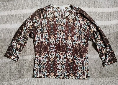 Suéter Granate Hill Para Mujer Grande Marrón Cárdigan Lana Merino Floral Foto 1 de 4