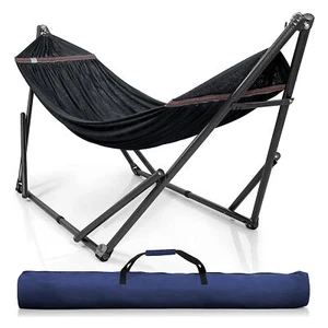 Tranquillo Universal 106.5" Double Hammock with Adjustable Stand and Bag, Black - Picture 1 of 11