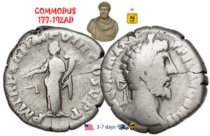 Ancient Roman Empire Coin Silver Denarius COMMODUS 177 - 192 AD Authentic #19981 - Picture 1 of 3