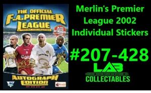 Merlin's Premier League 2002 Individual Stickers #207-428 Complete Your Album - Picture 1 of 1