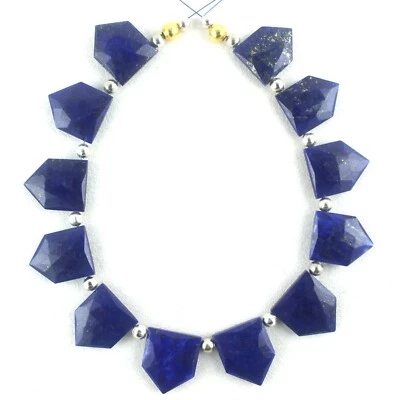 2 Matched Pairs Natural Lapis Lazuli Pentagon Shape Faceted 13x16-14.5x17MM Bead - Image 1 of 4