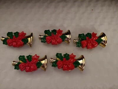 Juego de 5 fundas de botones de resina cuerno de Navidad dorado  Foto 1 de 2