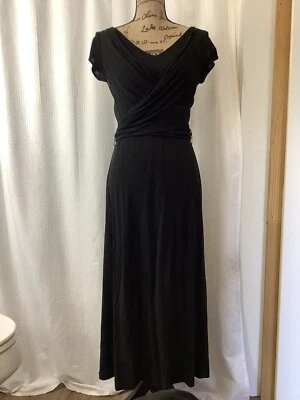 Evan Picone Barcelona Black  Long Wrap Dress Size Small - Image 1 of 4
