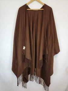 Lord & Taylor Blanket Scarf Women's Size 55"x64" Brown Made Germany Poncho - Picture 1 of 5