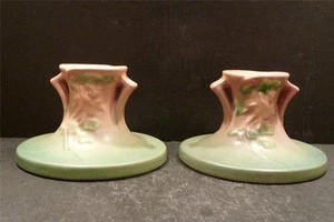 Roseville Columbine Pink Candleholders, 1145-2 1/2" - MINT - Picture 1 of 1