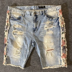 Smoke Rise Shorts Mens 40 Distressed Floral Side Acid Wash Holes Rips Urban City - Picture 1 of 24