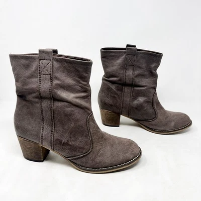 Sundance Size 40 US 9 Shay Brown Leather Slouchy Western Pull On Ankle Boots Foto 1 de 4