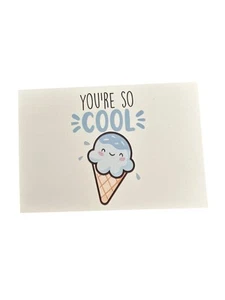 Blank Greeting Card- You’re So Cool- Ice Cream Pun- 12cmx8cm - Foto 1 di 3