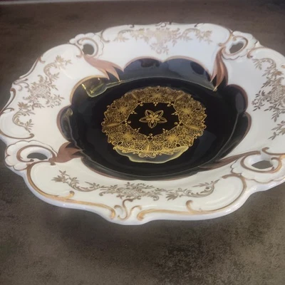 Echt Weimar Prukschale Ilse Kobalt, mit üppigem Golddekor  Dm.  25,5 cm - Bild 1 von 4