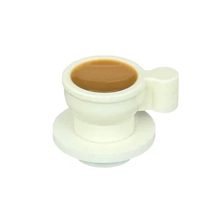 Resin filled Lego® custom tea cup and saucer - Minifigure scale plain white - Picture 1 of 2