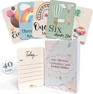 40 Baby Milestone Cards in Gift Box - Baby Shower Gifts for Mum - New Baby Gift - Picture 1 of 8