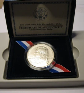 2005-P CHIEF JUSTICE JOHN MARSHALL 90% SILVER UNCIRCULATED $1 W/OGP - Picture 1 of 3