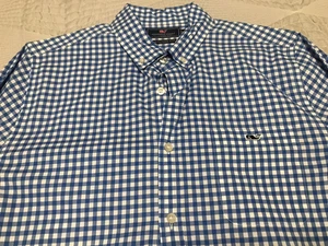 Vineyard Vines Men Check Slim Fit Tucker Shirt Button Down Blue M Long Sleeve - Picture 1 of 8