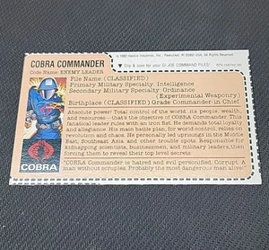 Tarjeta de archivo vintage GI Joe 1982 Cobra Commander correo sin cortar original escasa - Imagen 1 de 6