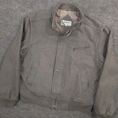 Vintage Members Only Wool Bomber Jacket Mens 44 Gray Full Zip Lined Pockets 80s - Image 1 of 4