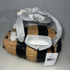 NEW KATE SPADE Down the Rabbit Hole Wicker Bumble Bee Clutch Bag Purse NWT - Picture 1 of 10