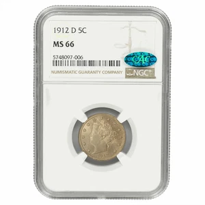 1912D Liberty V Nickel 5C NGC MS 66 CAC - Picture 1 of 4