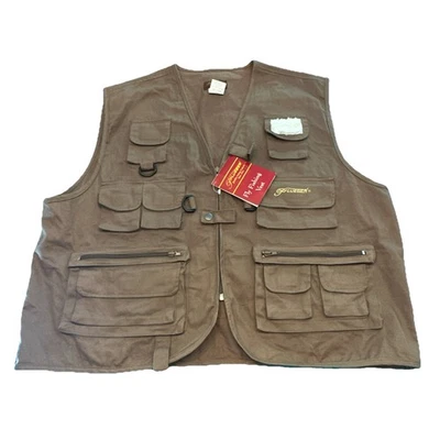 Pflueger Vintage Nuevo de Lote Antiguo Chaleco de Pesca con Mosca 2XL Marrón Cremallera Foto 1 de 4