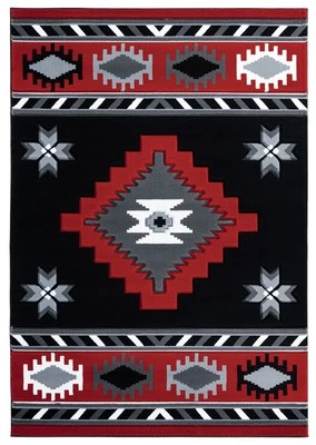 2x7 United Weavers Red Geometric Angled Edges 2050 10430 - Aprx 2' 7" x 7' 4" - Image 1 of 2