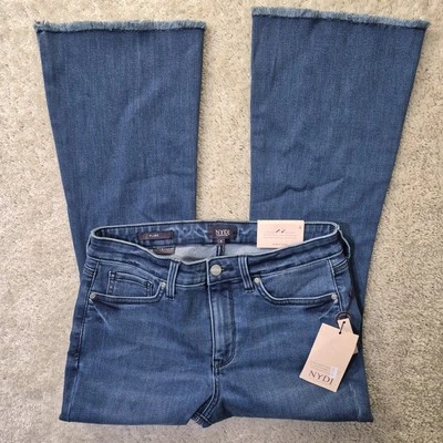 Nydj Ava Flared Ankle Jeans 6 Frayed Hems Stretch Whisker Blue 70s Disco City - Image 1 of 4