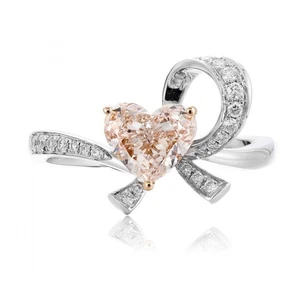 Verlobungsring 1,05 kt Herzschliff rosa Laborgrown Diamant 14 K Weißgold vergoldet - Bild 1 von 8