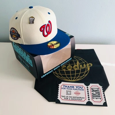 Washington Nationals Size 7 1/2 Capsule Hat White Castle Movie Pack Fitted Laced - Image 1 of 4