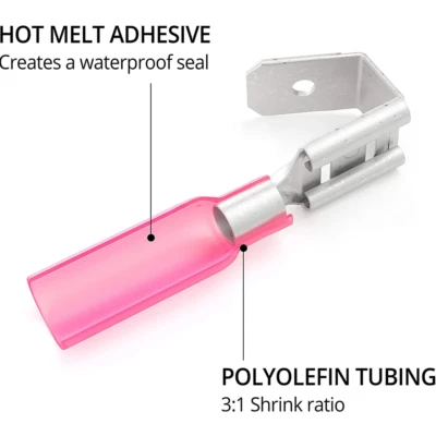 25pcs Heat Shrink Piggyback Spade Connectors - 3 Way Spade Connector 22-16AWG - Image 1 of 4
