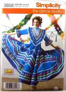 SIMPLICITY PATTERN 3858 UNGESCHNITTENES mexikanisches Tanzkleid GR: 14 16 18 20 ZARELA - Bild 1 von 2